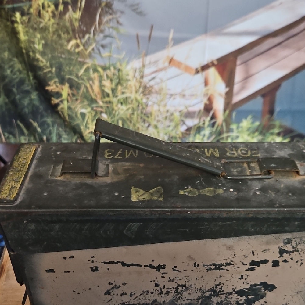 Vintage Metal Ammo Box - Army Green And Gray - Picture 11 of 16